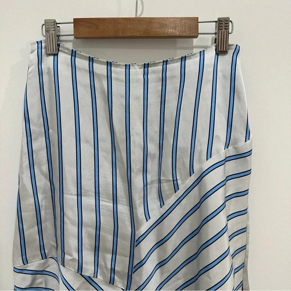 MSGM Striped Aline Flowy Skirt Size EU 40 US 4 White Blue - Picture 2 of 10